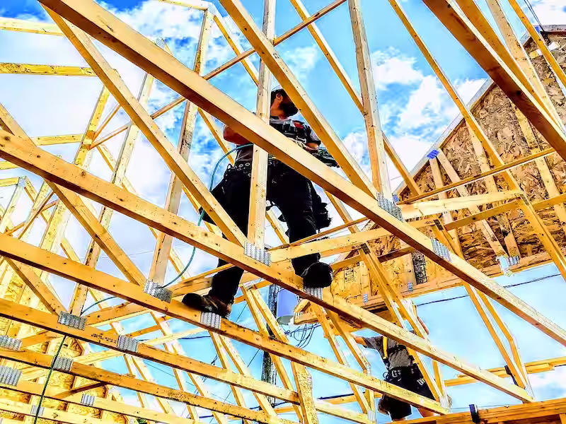 Founder of Les Constructions Viens on a job site in the Eastern Townships